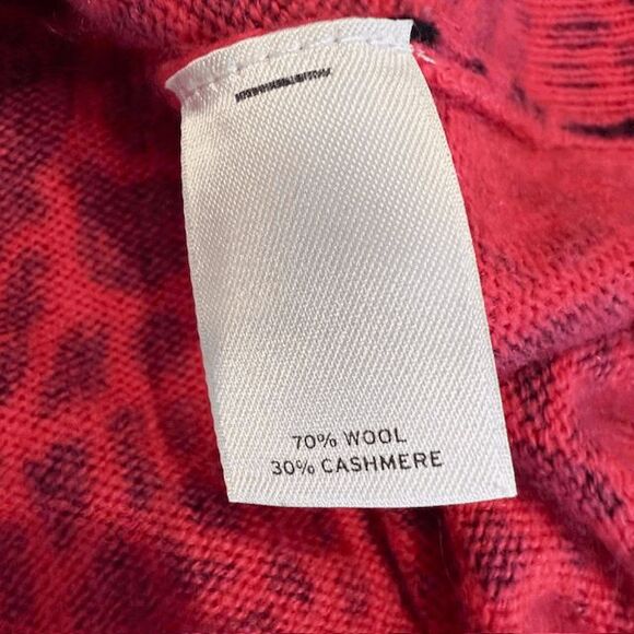 Halogen Cashmere Wool Blend Abstract Animal Print Pink Black Size Small Petite - Picture 5 of 10